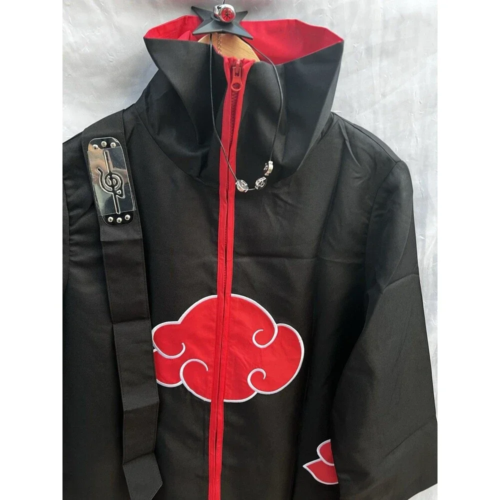 Naruto Akatsuki Cosplay Costume Set Adult Large Cloak Ring Headband Shuriken